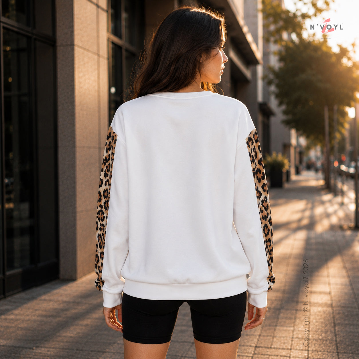 Leopard Print Sleeve Full Sleeve T-Shirt