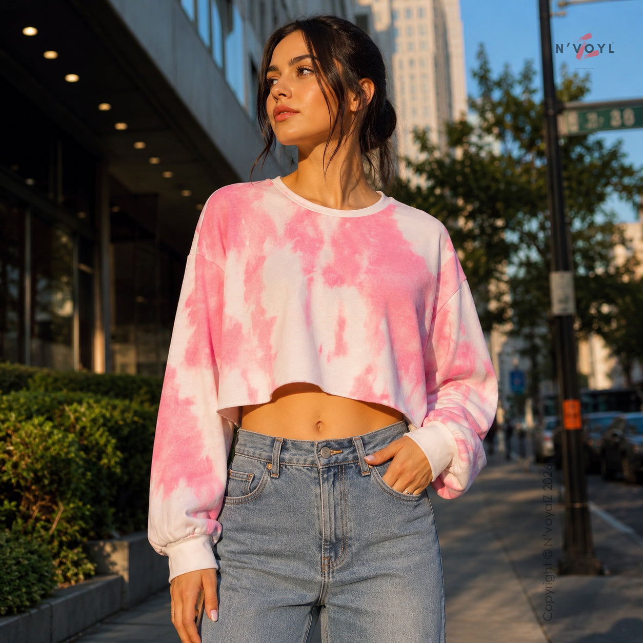 Pink Tie-Dye Oversized Crop Top