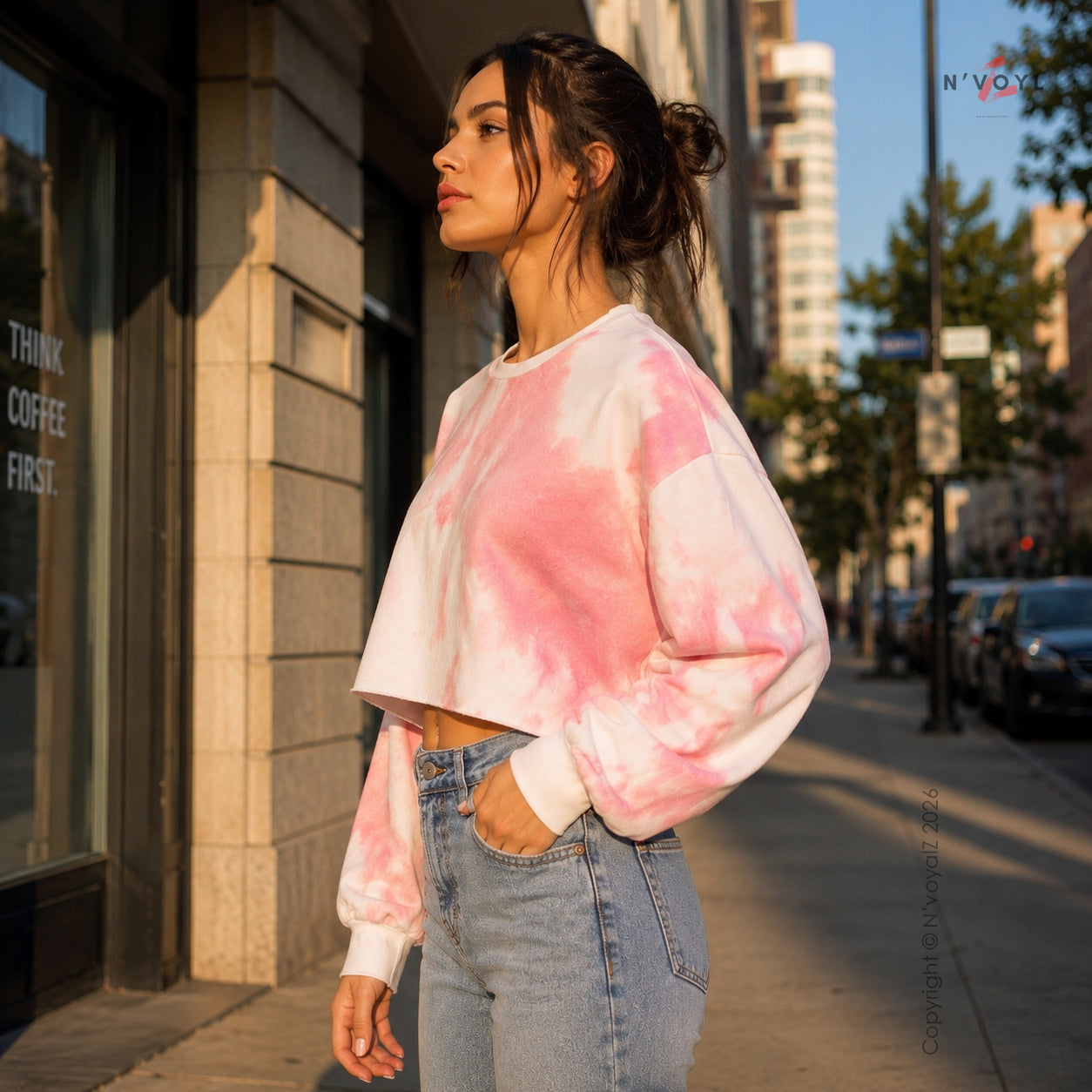 Pink Tie-Dye Oversized Crop Top