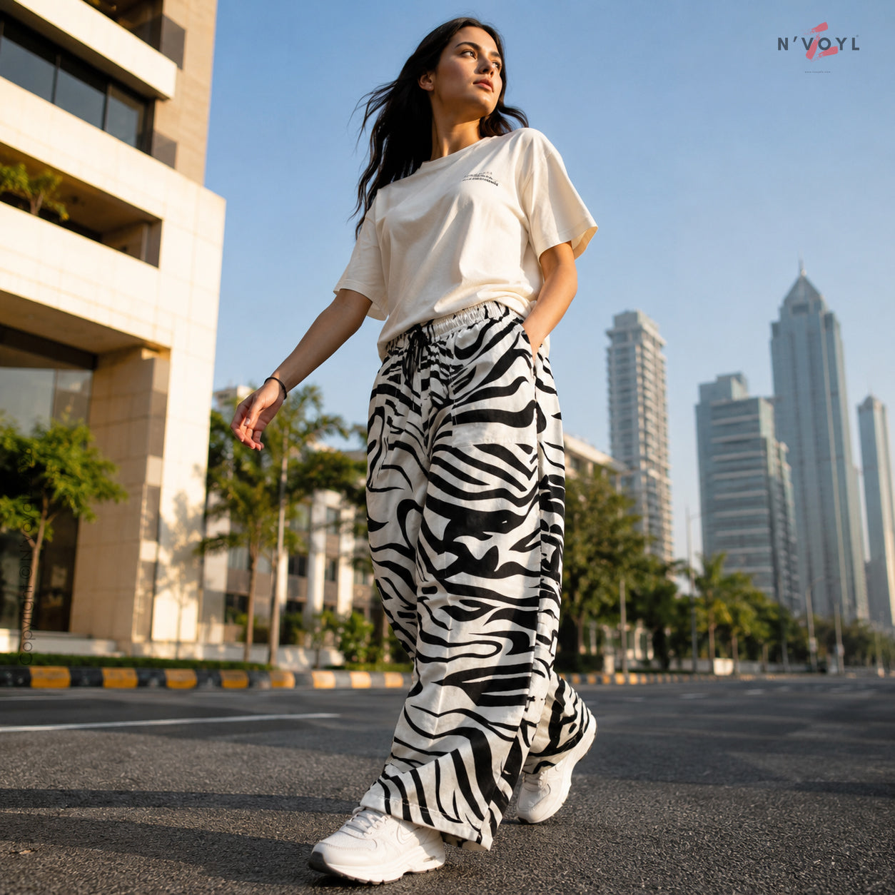 Zebra Wave Straight-Fit Pants