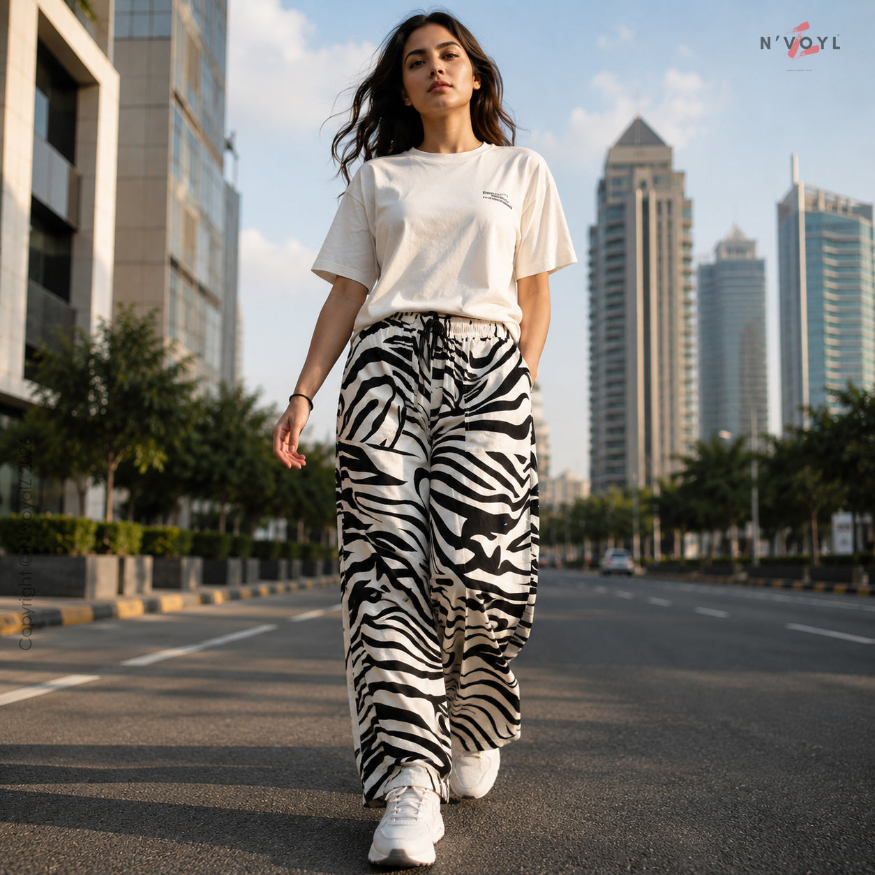 Zebra Wave Straight-Fit Pants