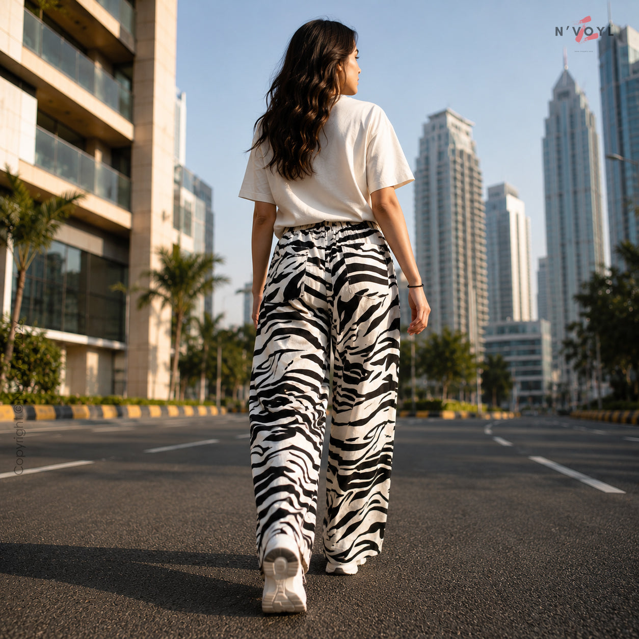 Zebra Wave Straight-Fit Pants