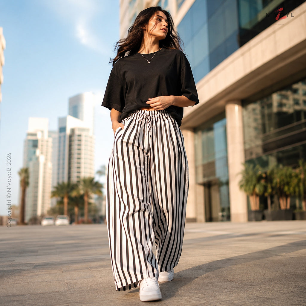 Mono Stripe Straight-Fit Pants