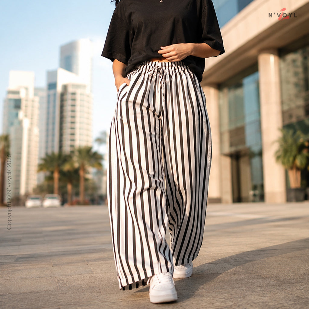 Mono Stripe Straight-Fit Pants