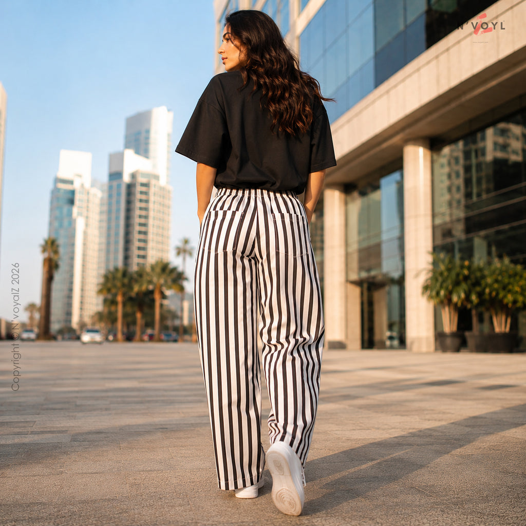 Mono Stripe Straight-Fit Pants