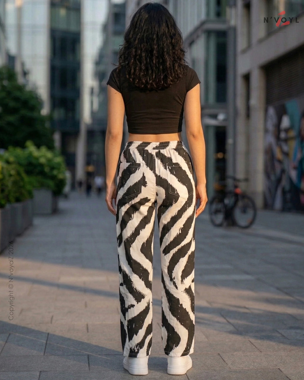 Midnight Zebra Straight-Fit Pants