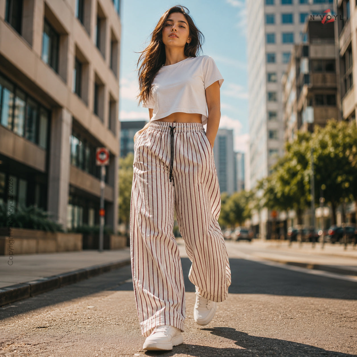Sand Stripe Flow Pants