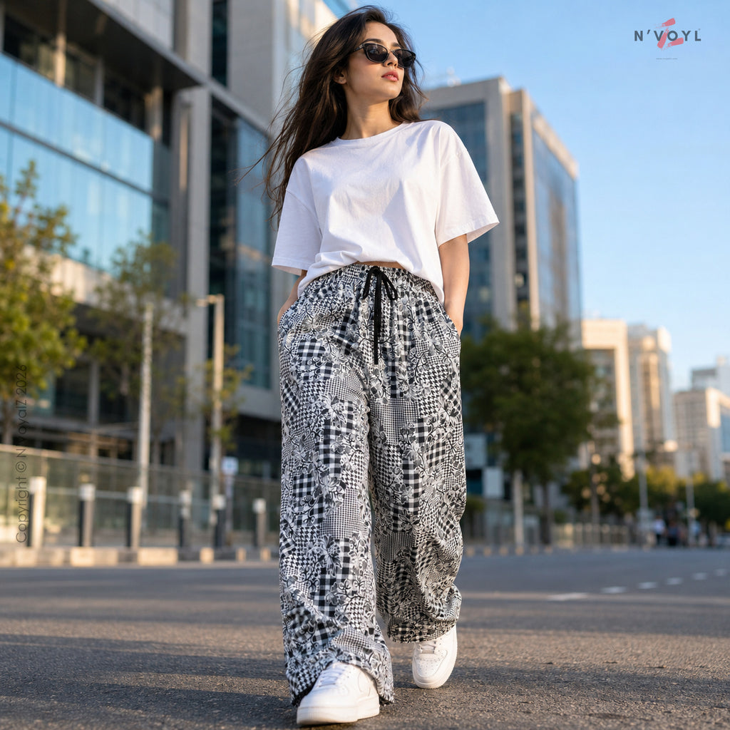 Mono Patch Prints Wide-Leg Pants