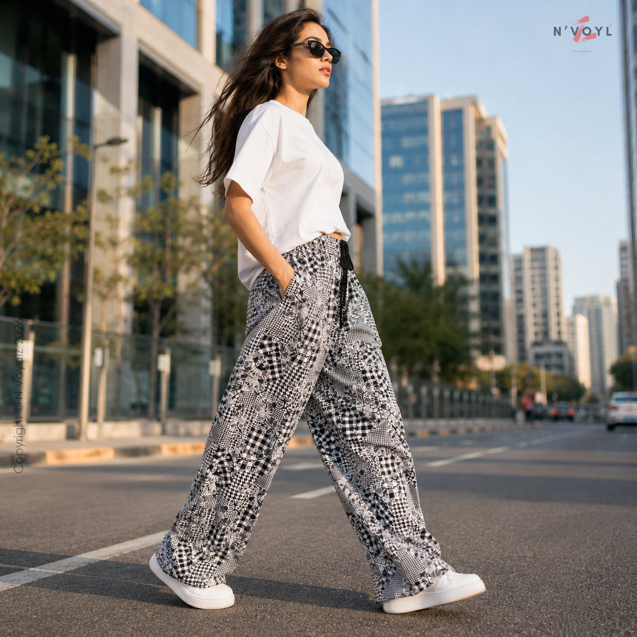 Mono Patch Prints Wide-Leg Pants