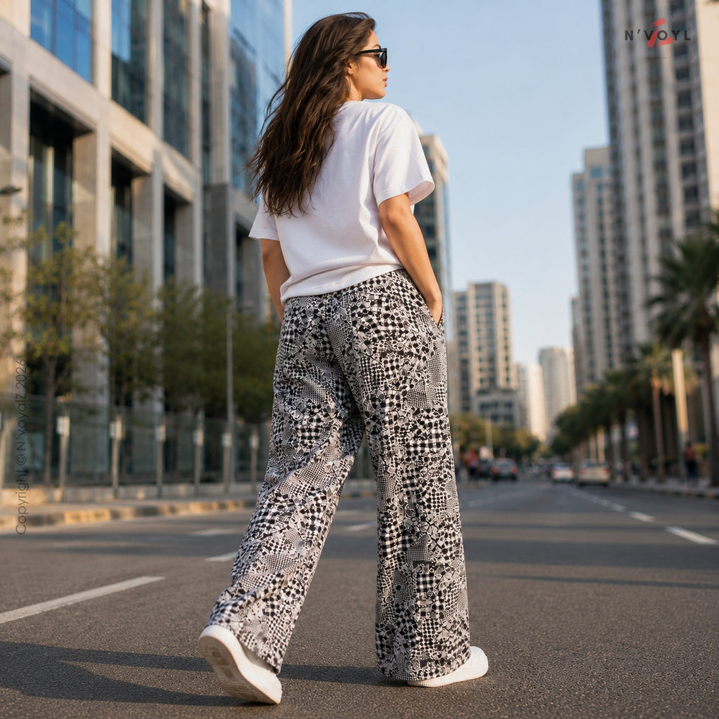 Mono Patch Prints Wide-Leg Pants