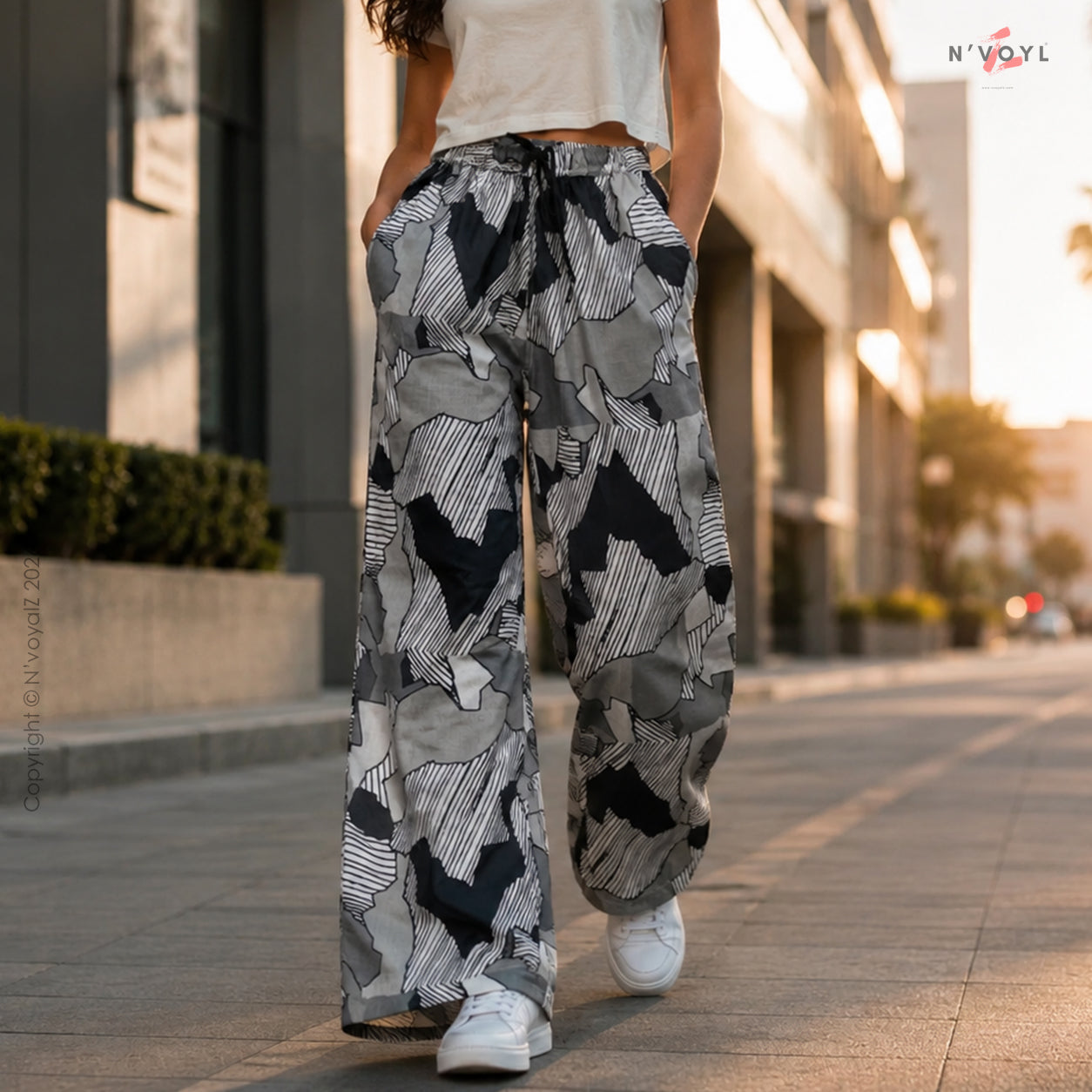 Urban Shadow Grey Camo Wide-Leg Pants