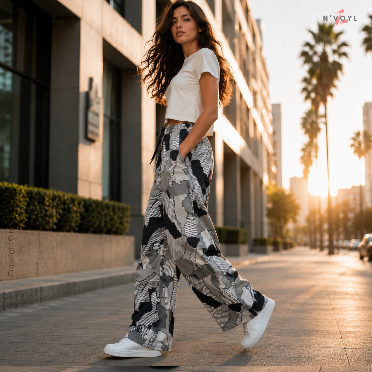 Urban Shadow Grey Camo Wide-Leg Pants