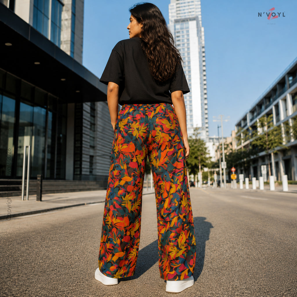 Gen Z Tropical Print Loose Fit Pants