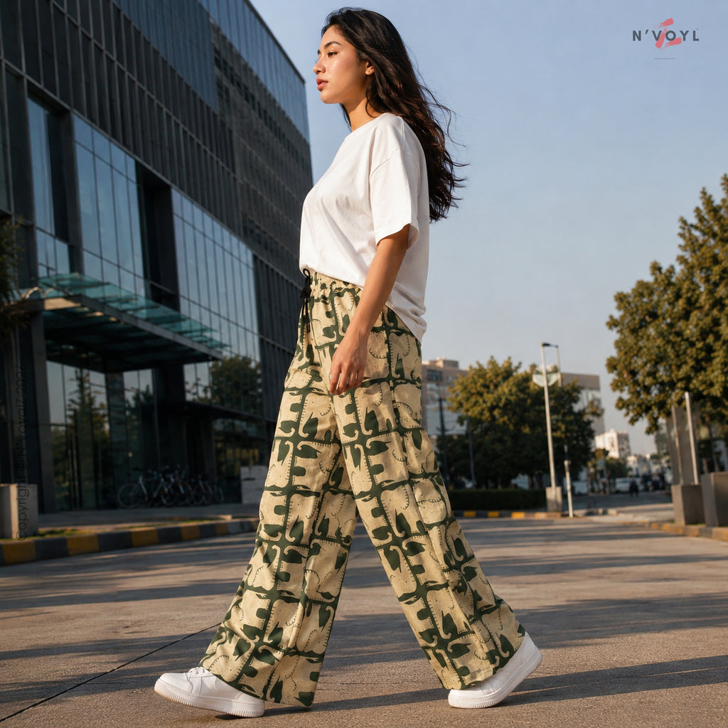 Elephant Print Wide Pants