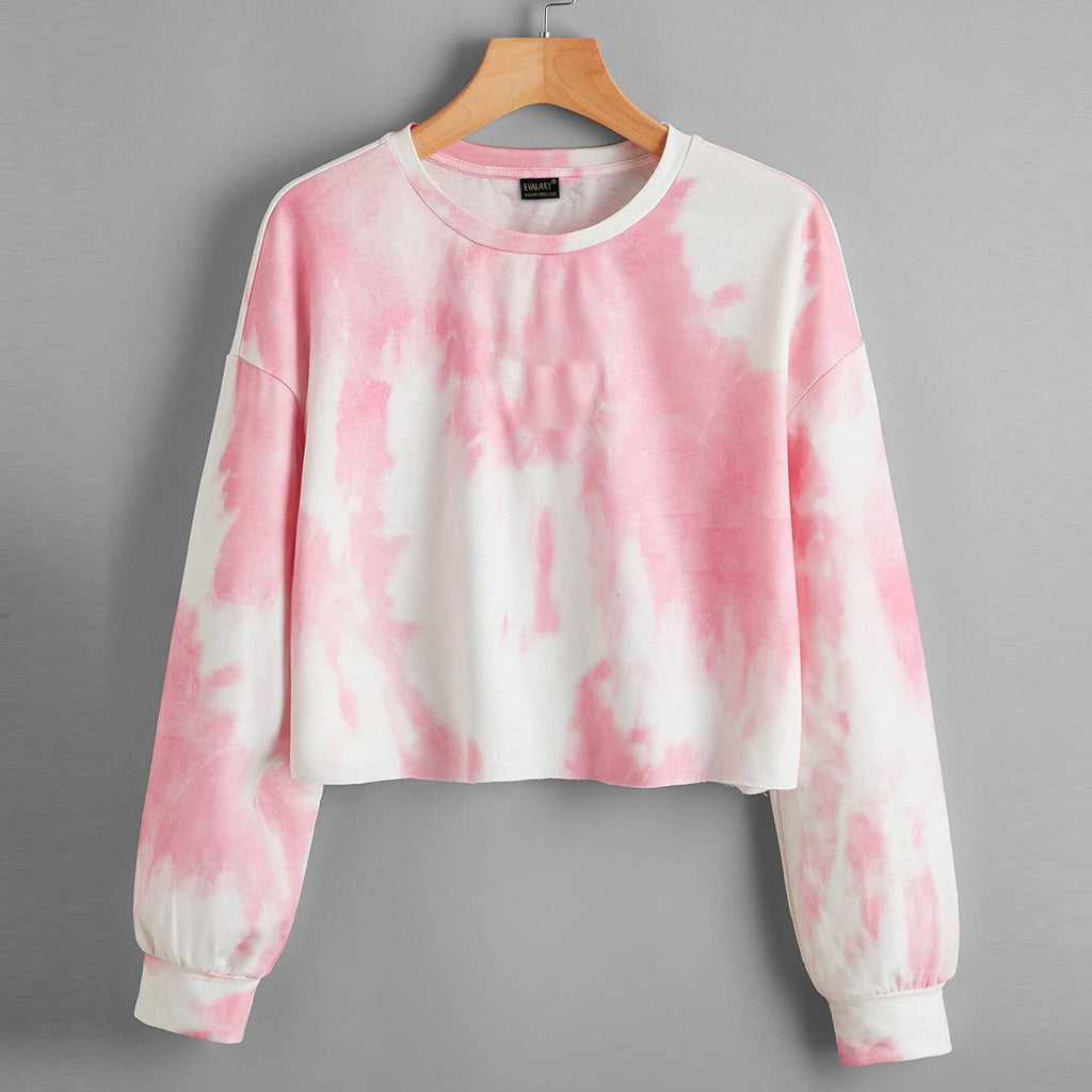 Pink Tie-Dye Oversized Crop Top