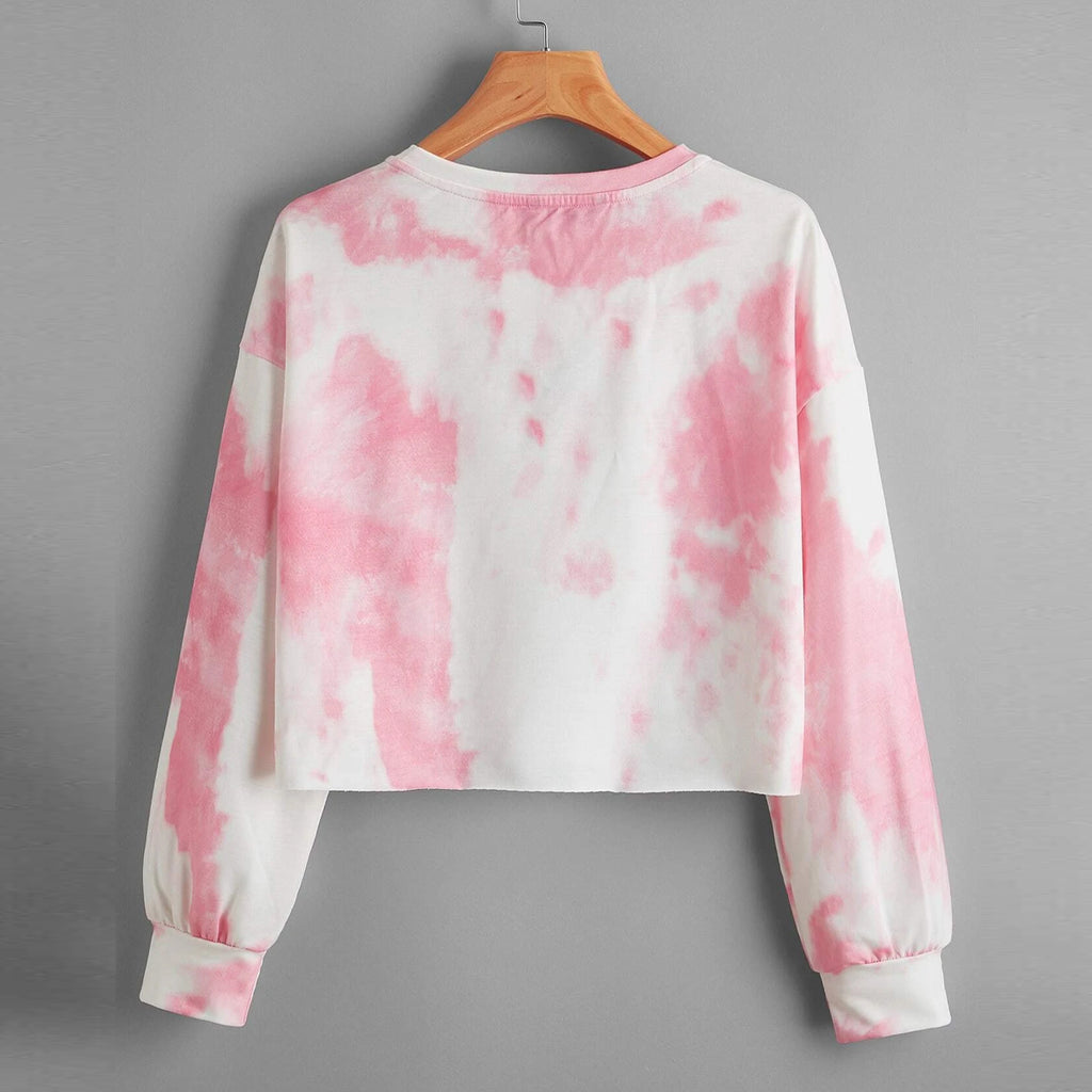 Pink Tie-Dye Oversized Crop Top