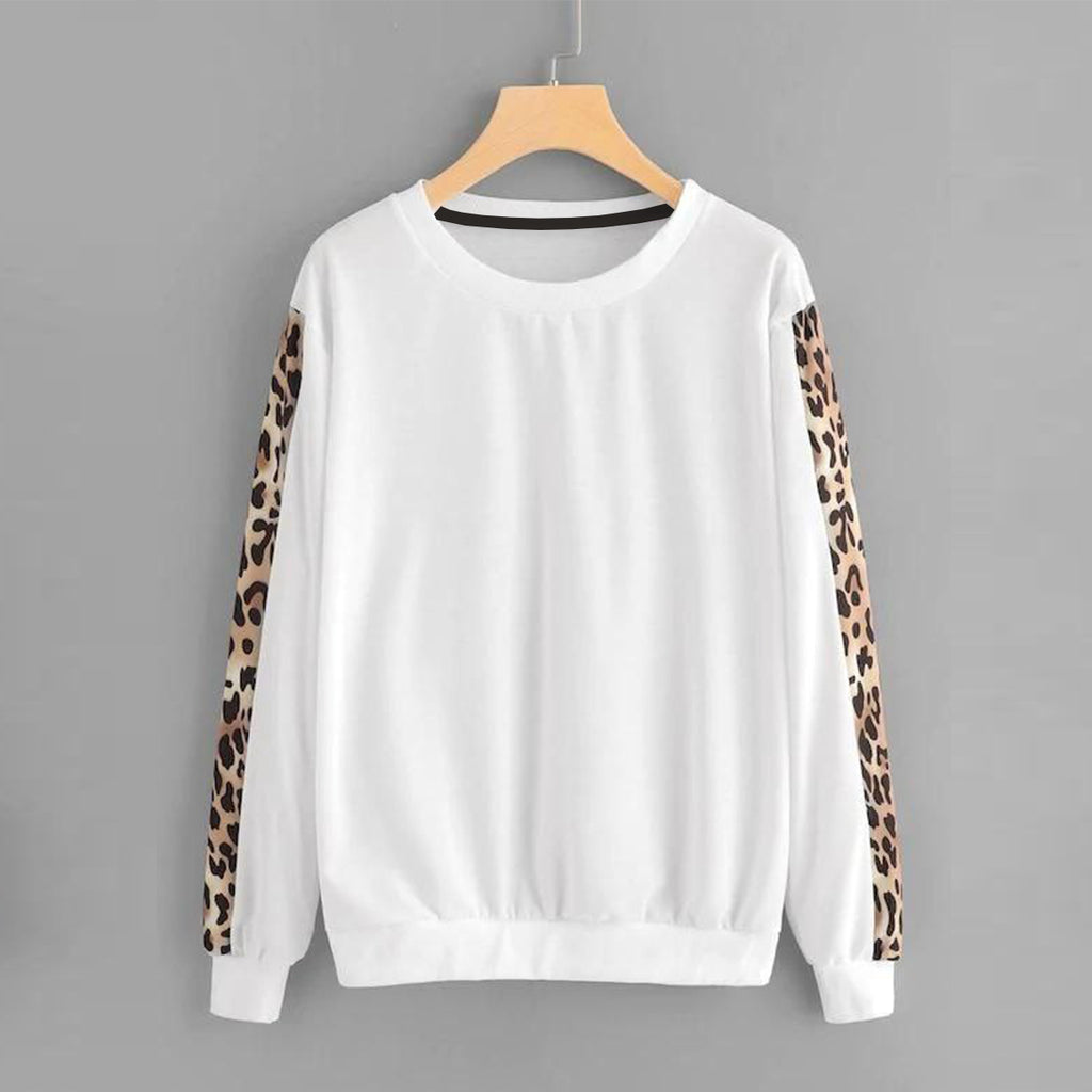 Leopard Print Sleeve Full Sleeve T-Shirt