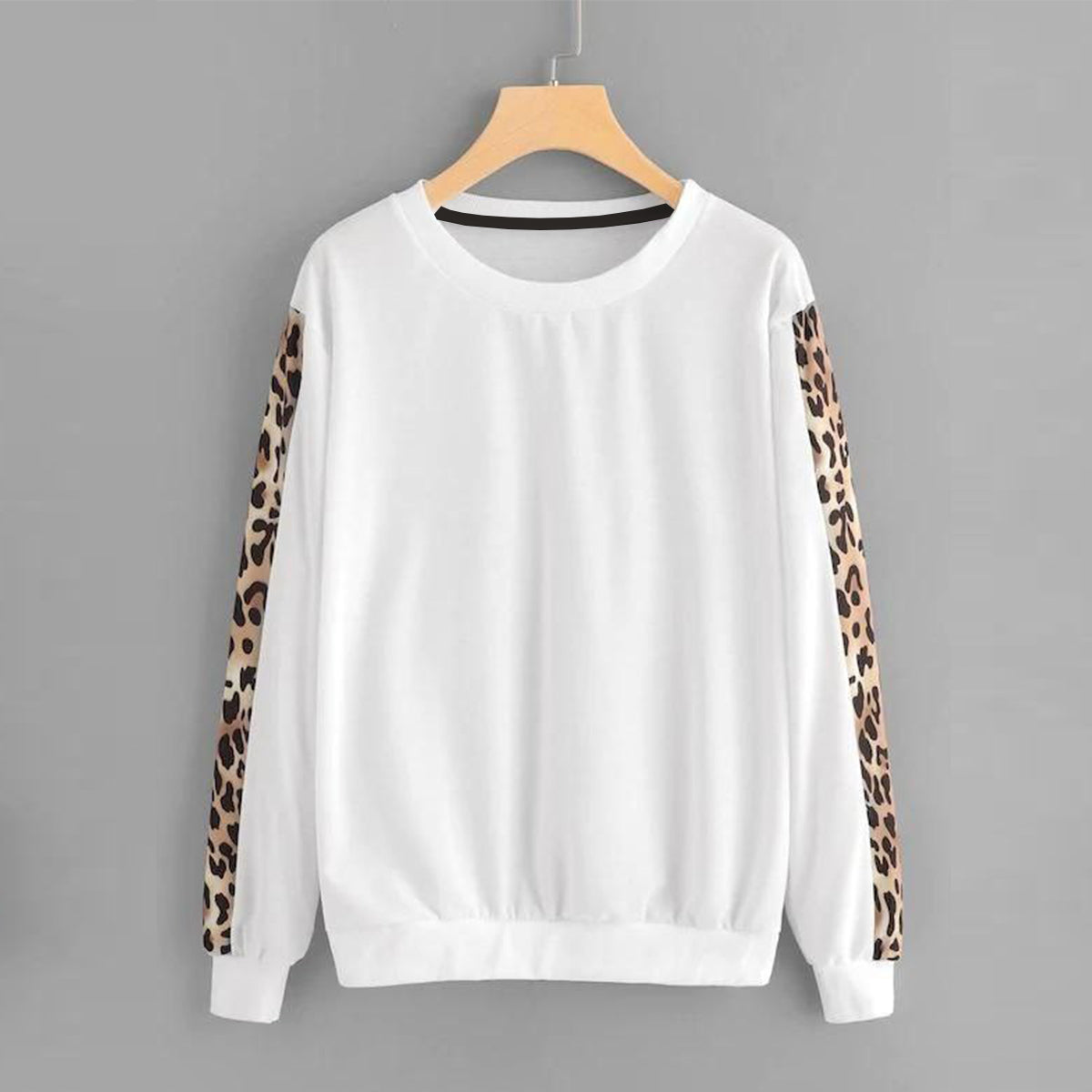 Leopard Print Sleeve Full Sleeve T-Shirt
