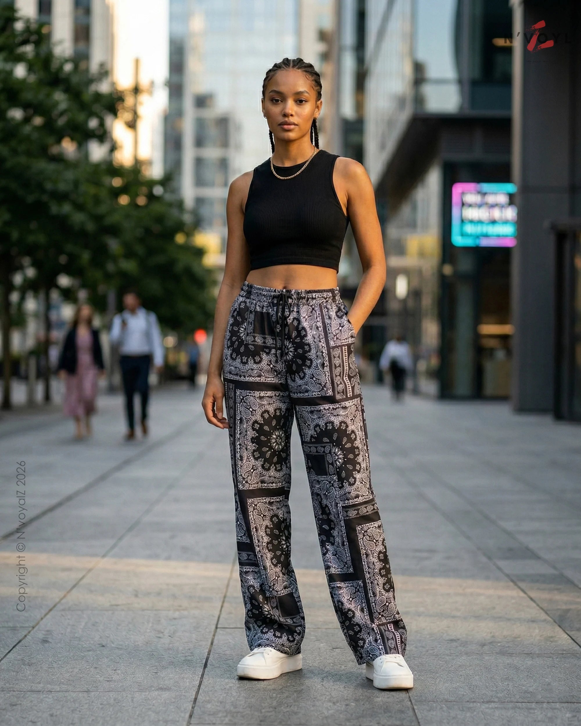 Midnight Bandana Straight-Fit Pants