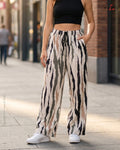 Neutral Zebra Print Wide Pants