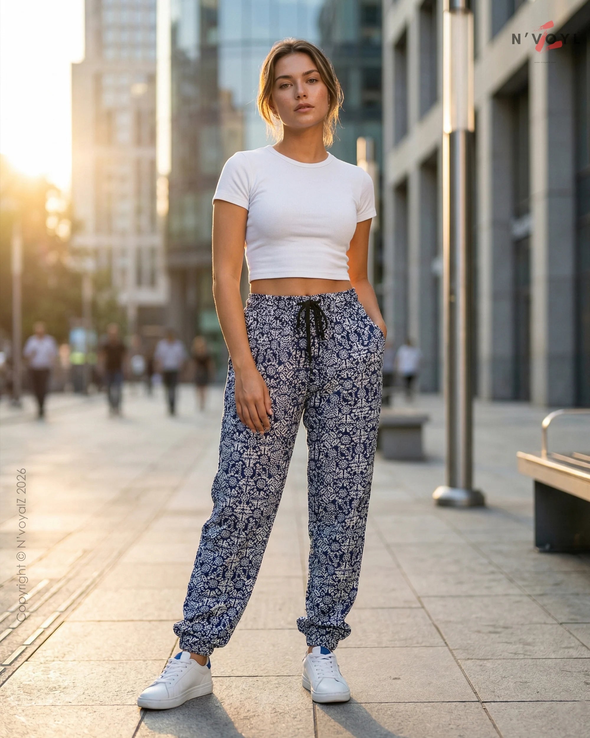 Indigo Bloom Jogger Pants