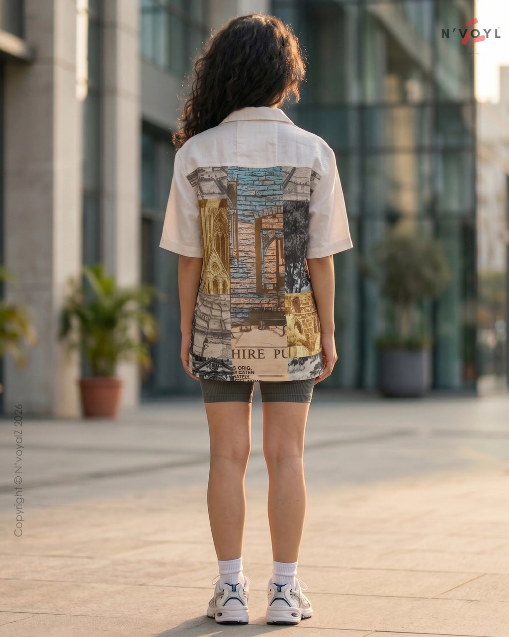 Vintage Newspaper Print Oversized Shirt