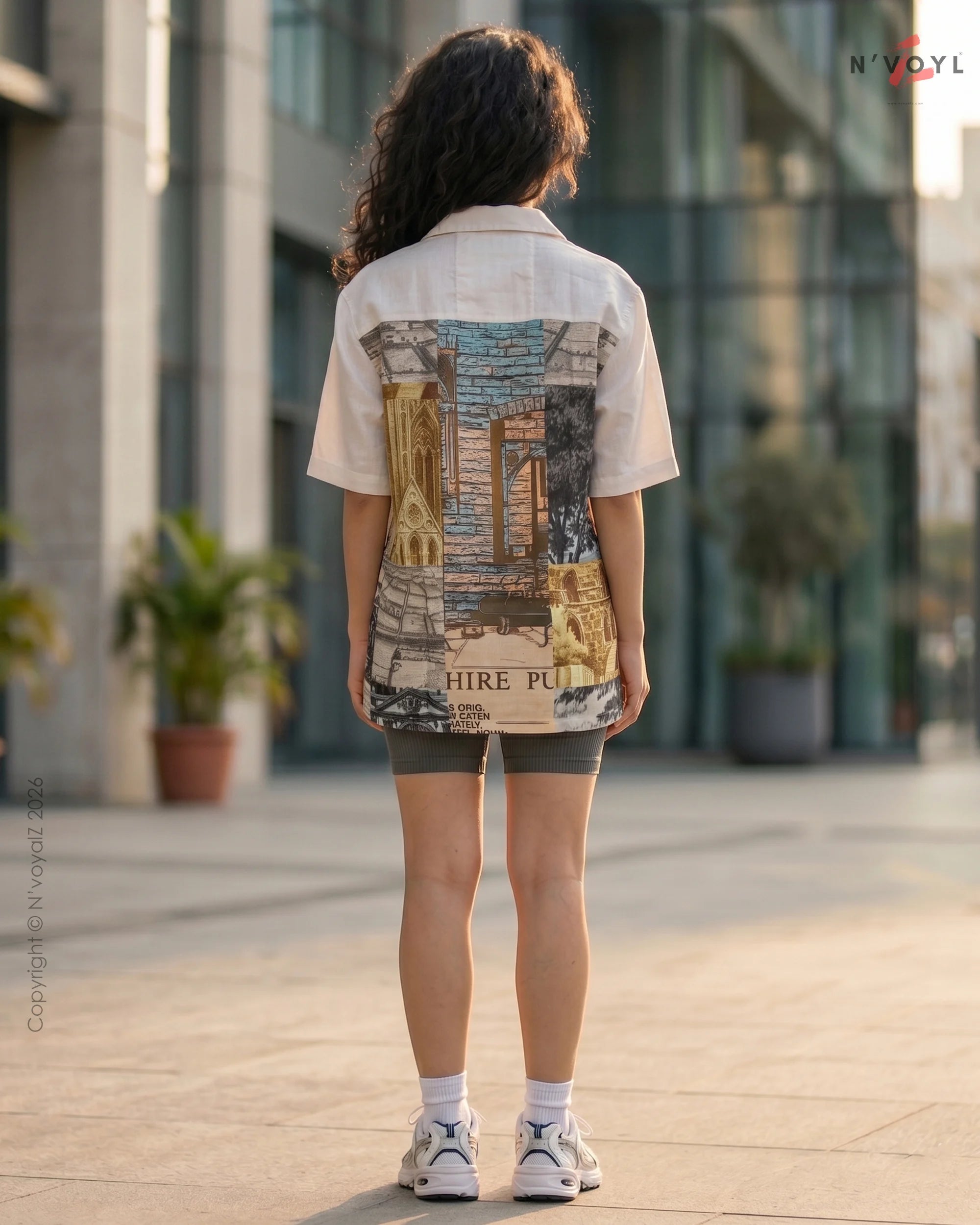 Vintage Newspaper Print Oversized Shirt