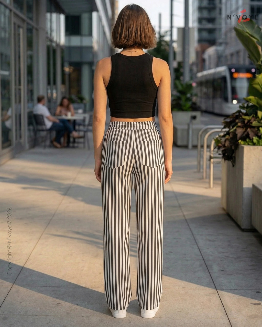 Mono Stripe Straight-Fit Pants