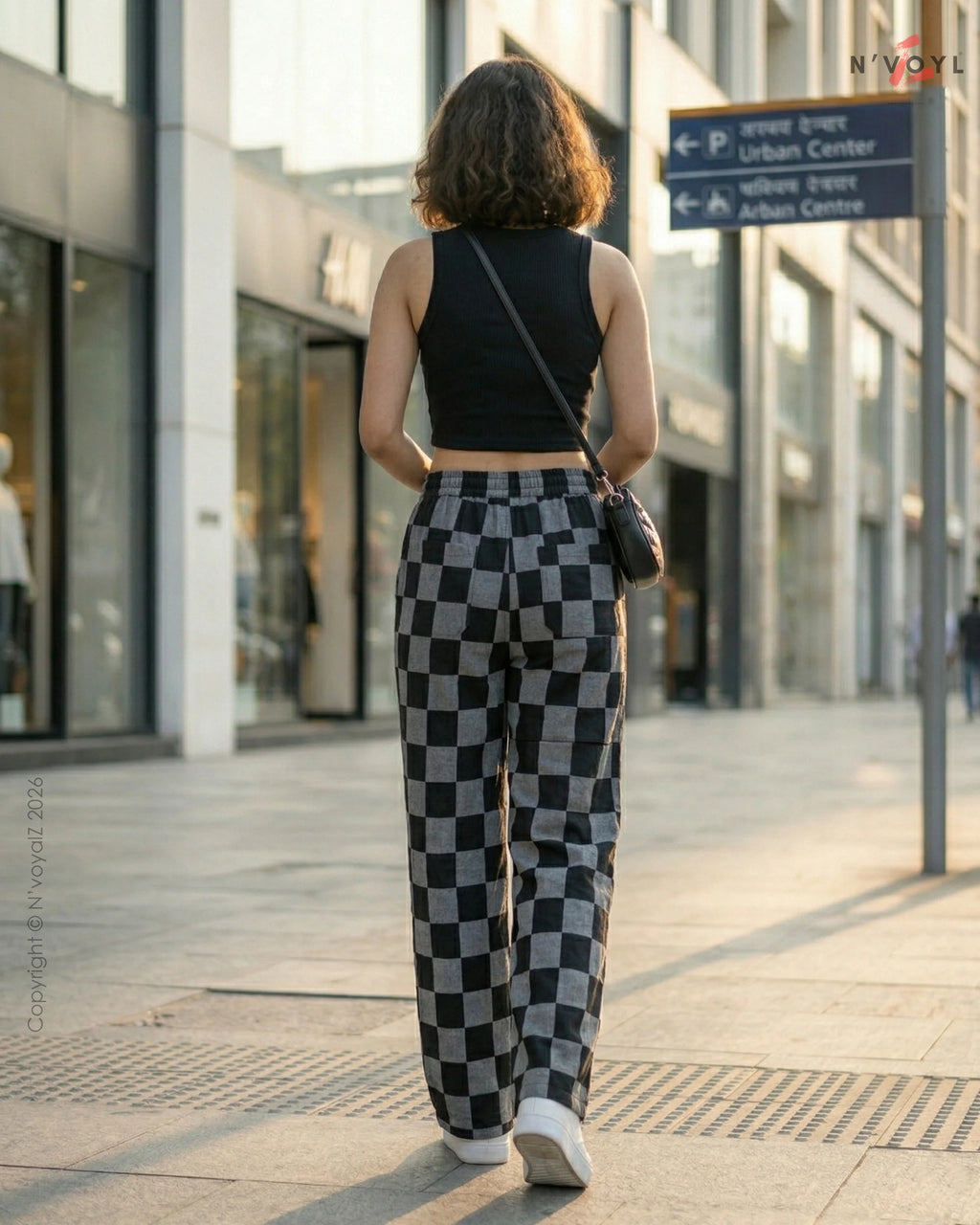 Urban Check Straight-Fit Pants