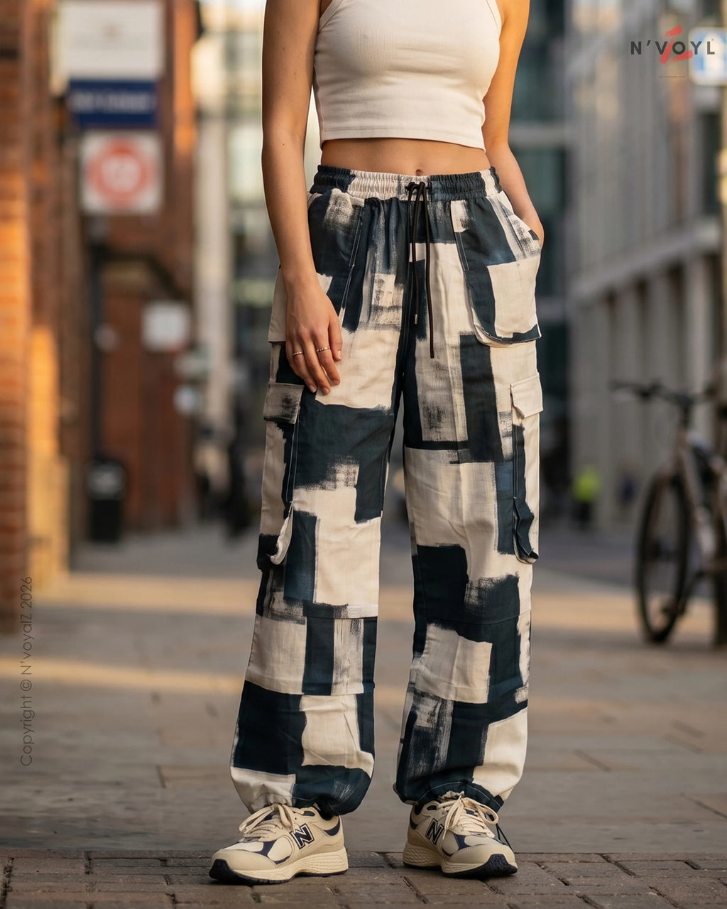 Mono Grid Cargo Pants