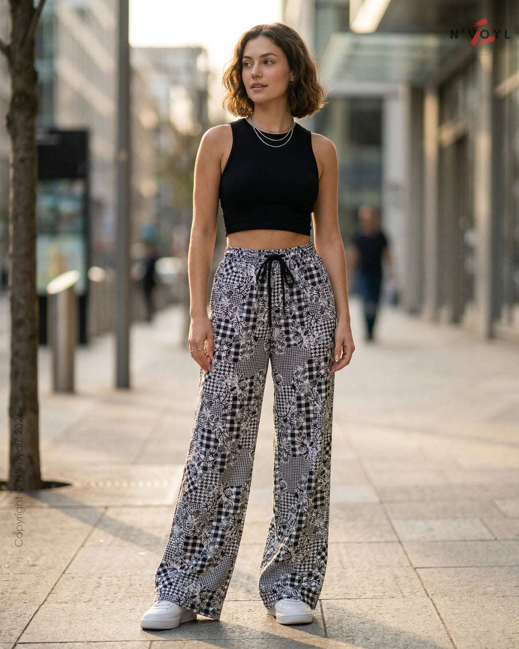 Mono Patch Prints Wide-Leg Pants
