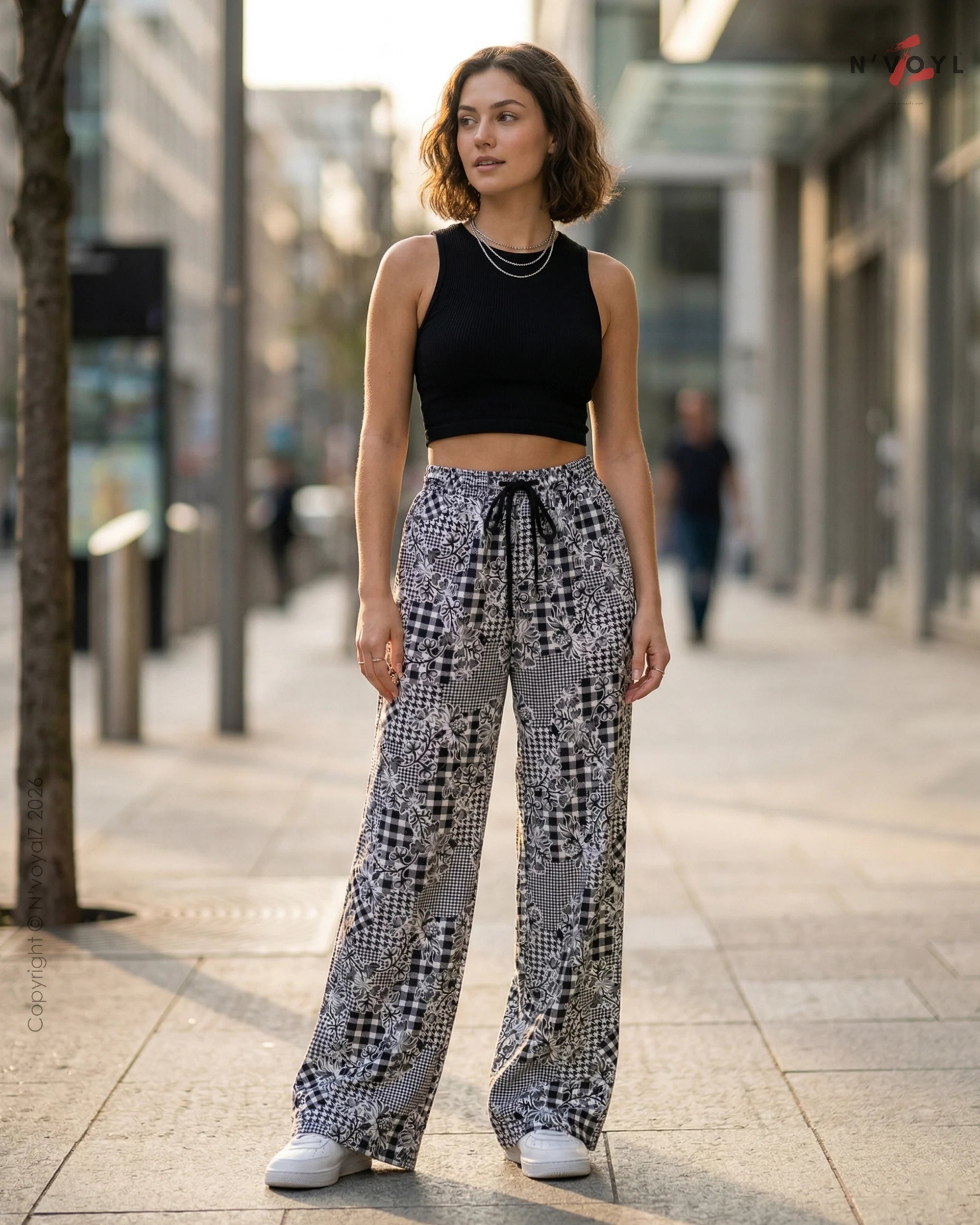 Mono Patch Prints Wide-Leg Pants