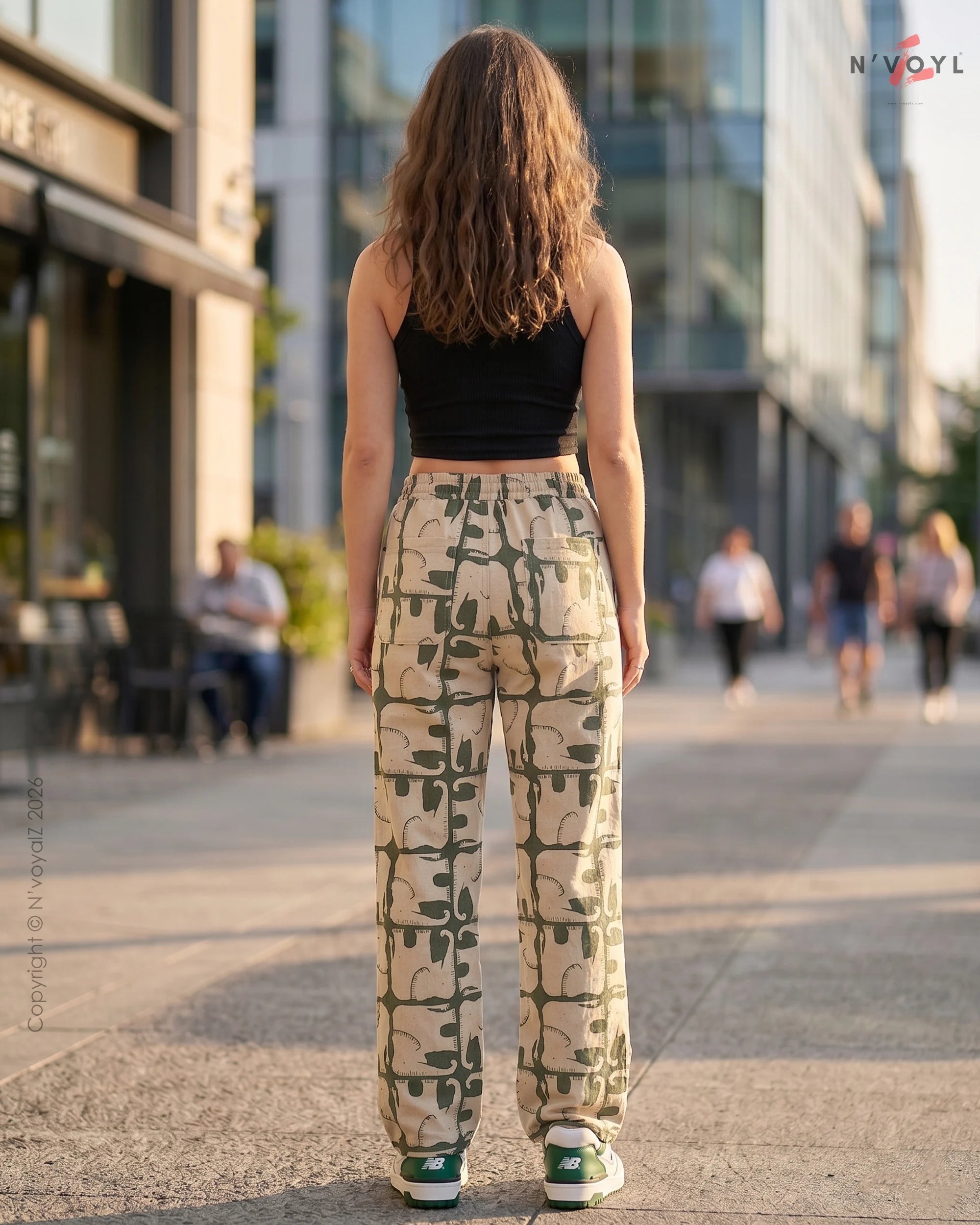 Elephant Print Wide Pants