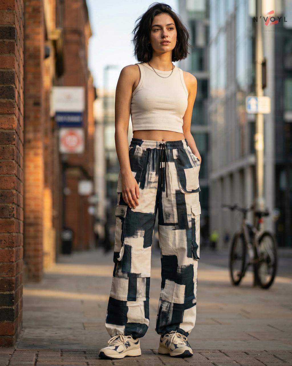 Mono Grid Cargo Pants