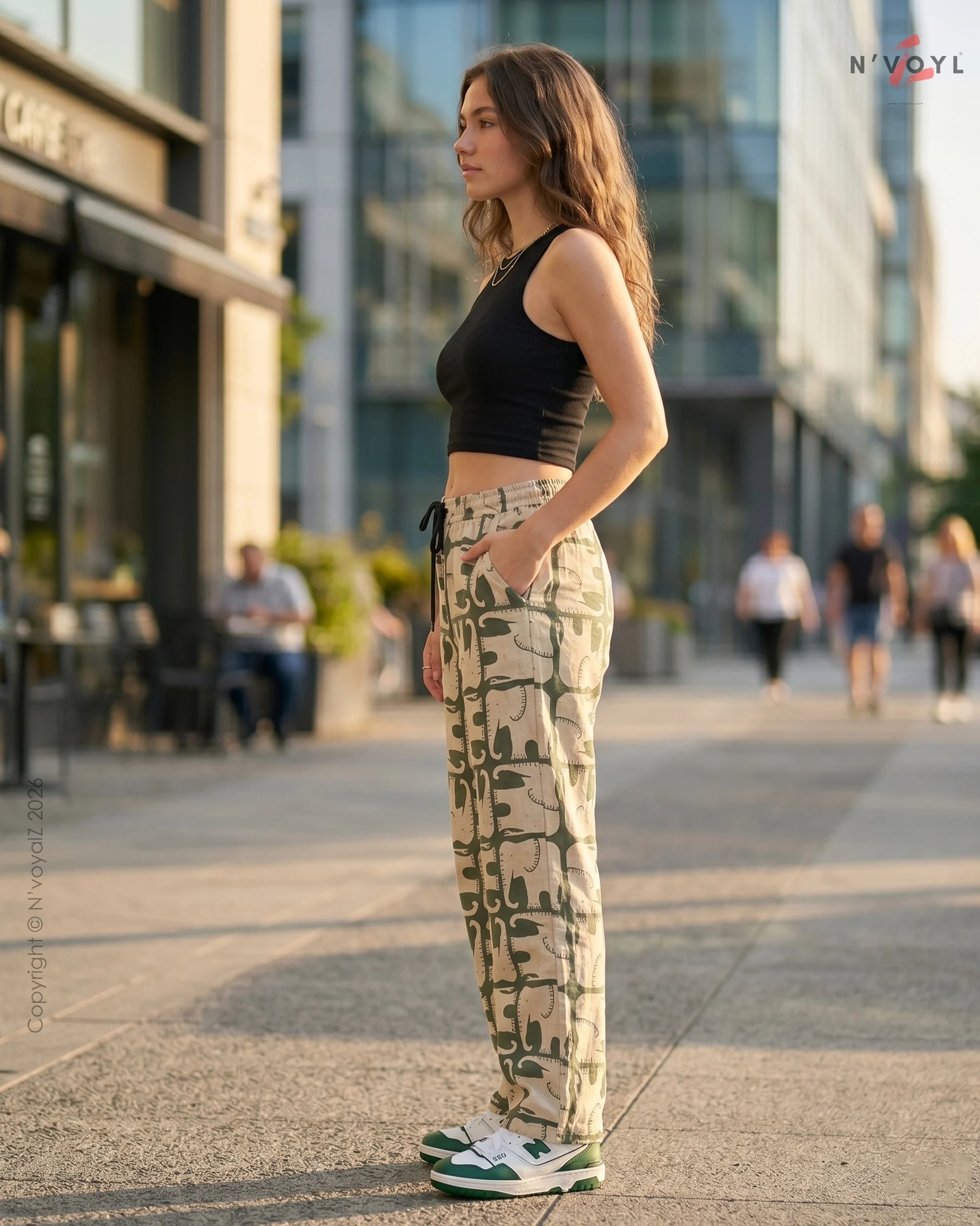 Elephant Print Wide Pants