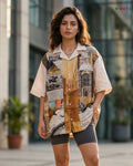 Vintage Newspaper Print Oversized Shirt