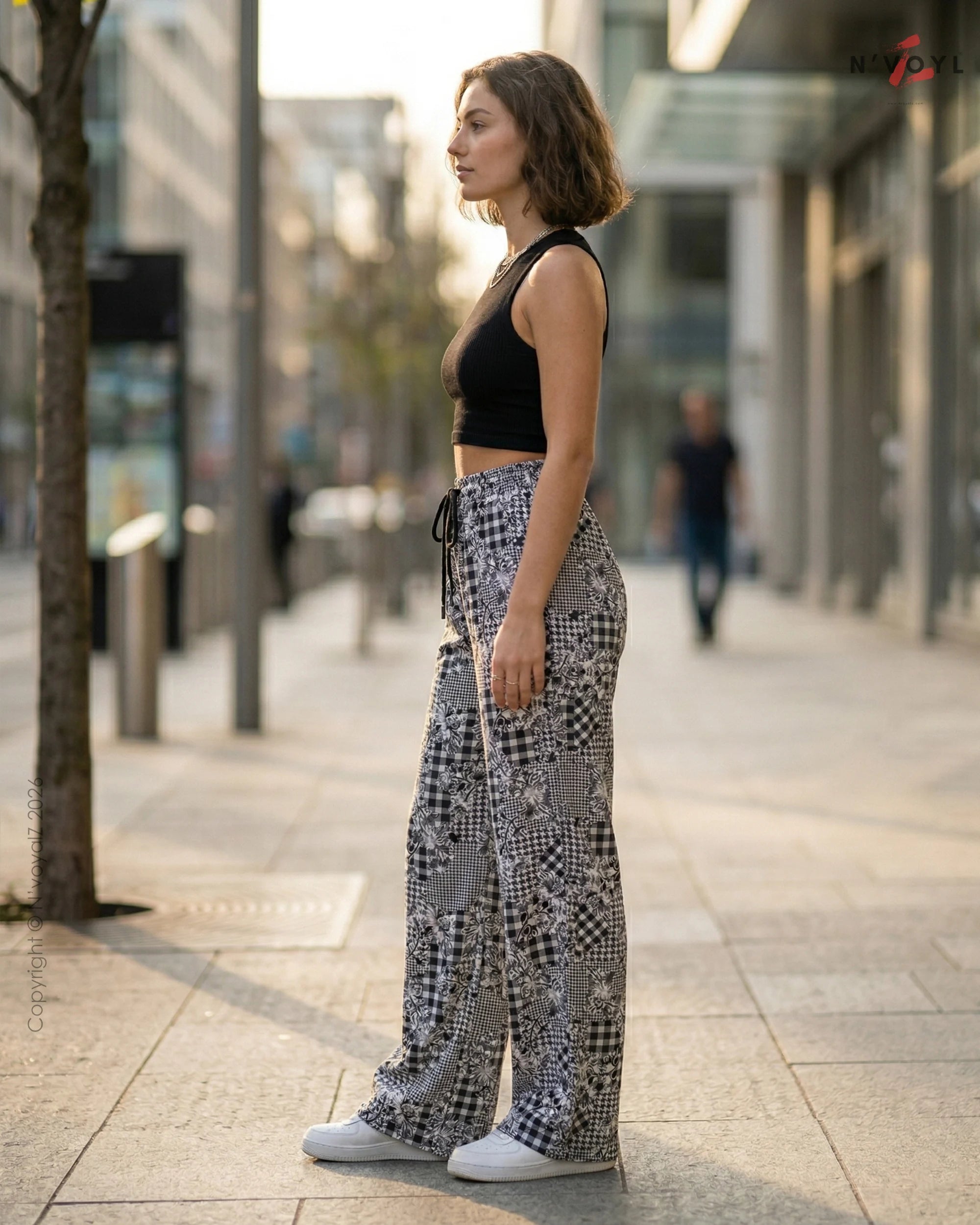 Mono Patch Prints Wide-Leg Pants