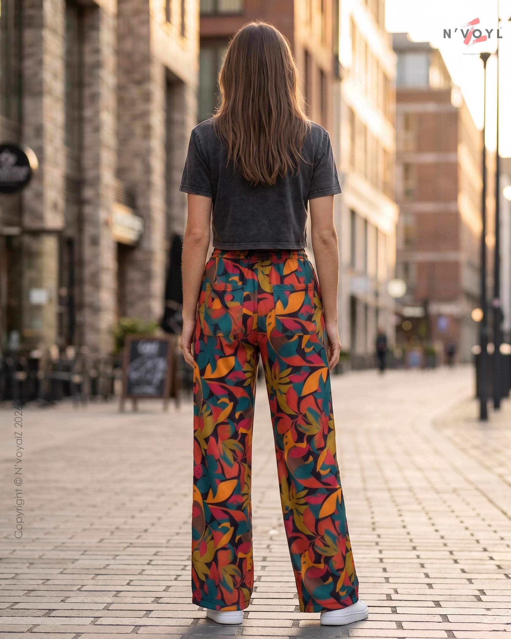 Gen Z Tropical Print Loose Fit Pants