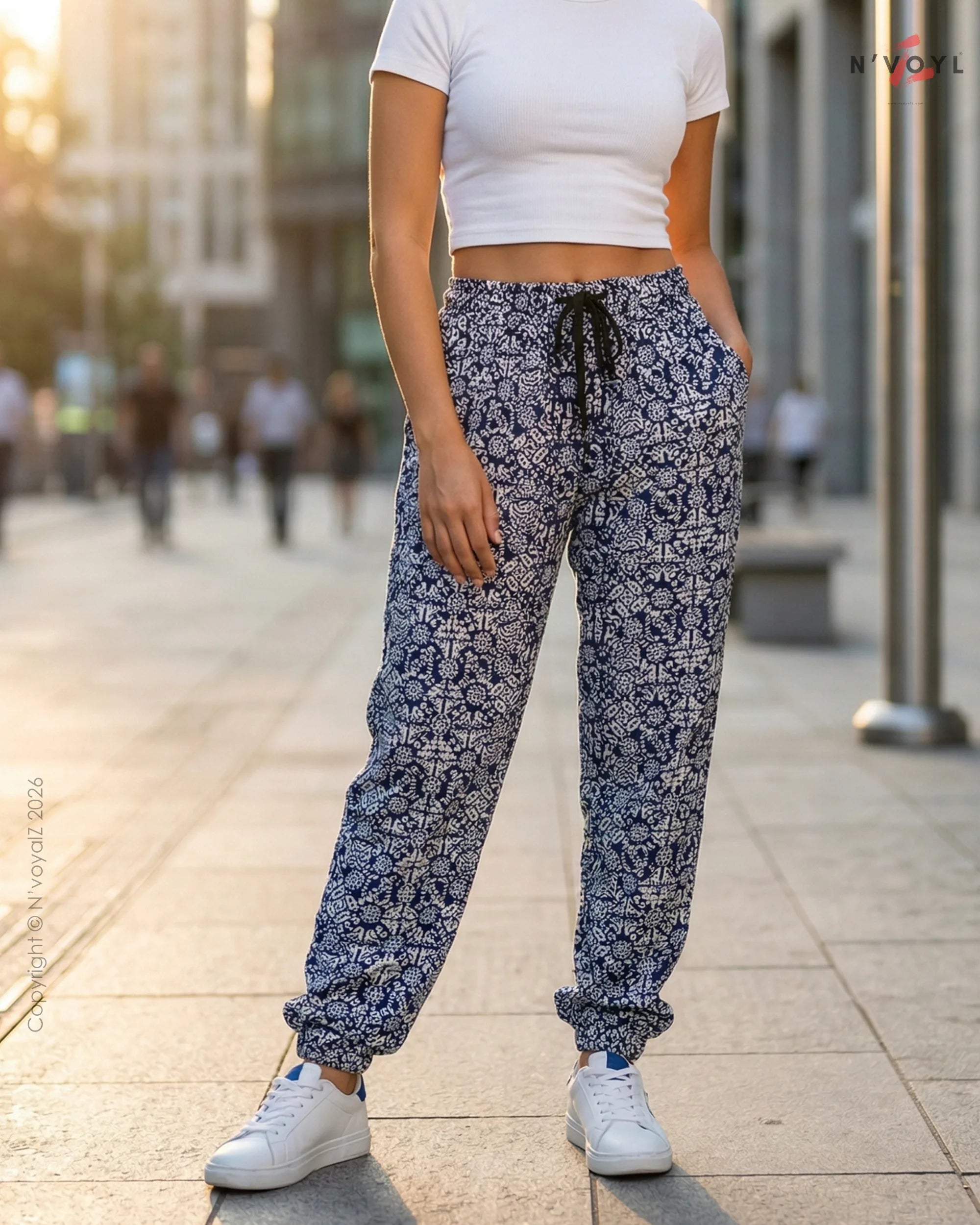 Indigo Bloom Jogger Pants