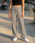 Mono Stripe Straight-Fit Pants