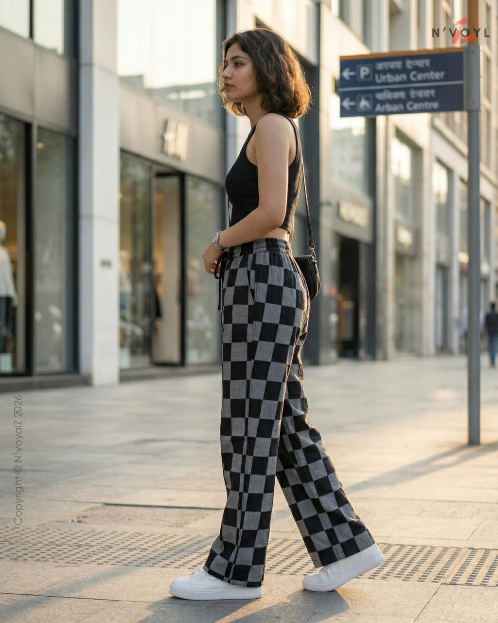 Urban Check Straight-Fit Pants