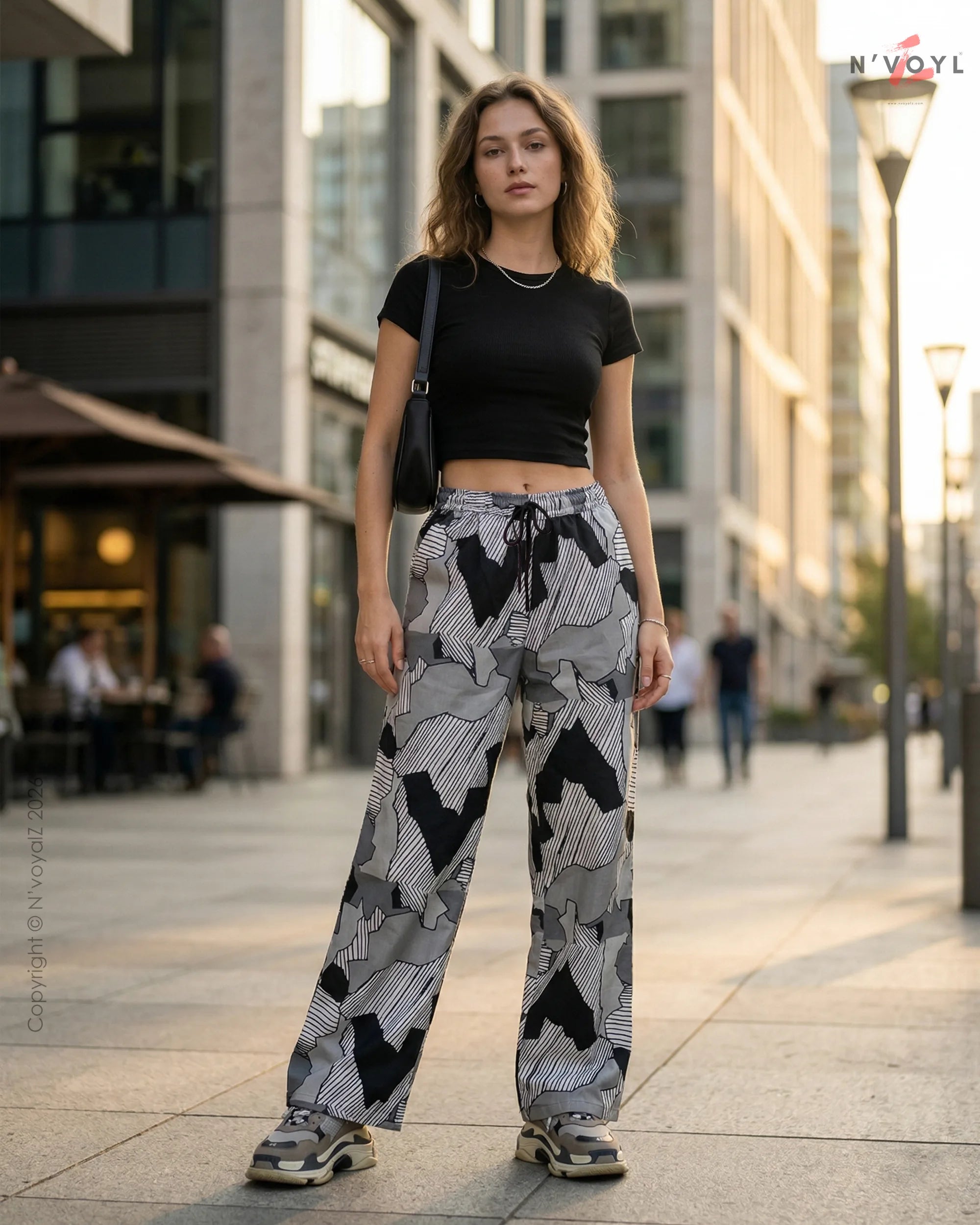 Urban Shadow Grey Camo Wide-Leg Pants