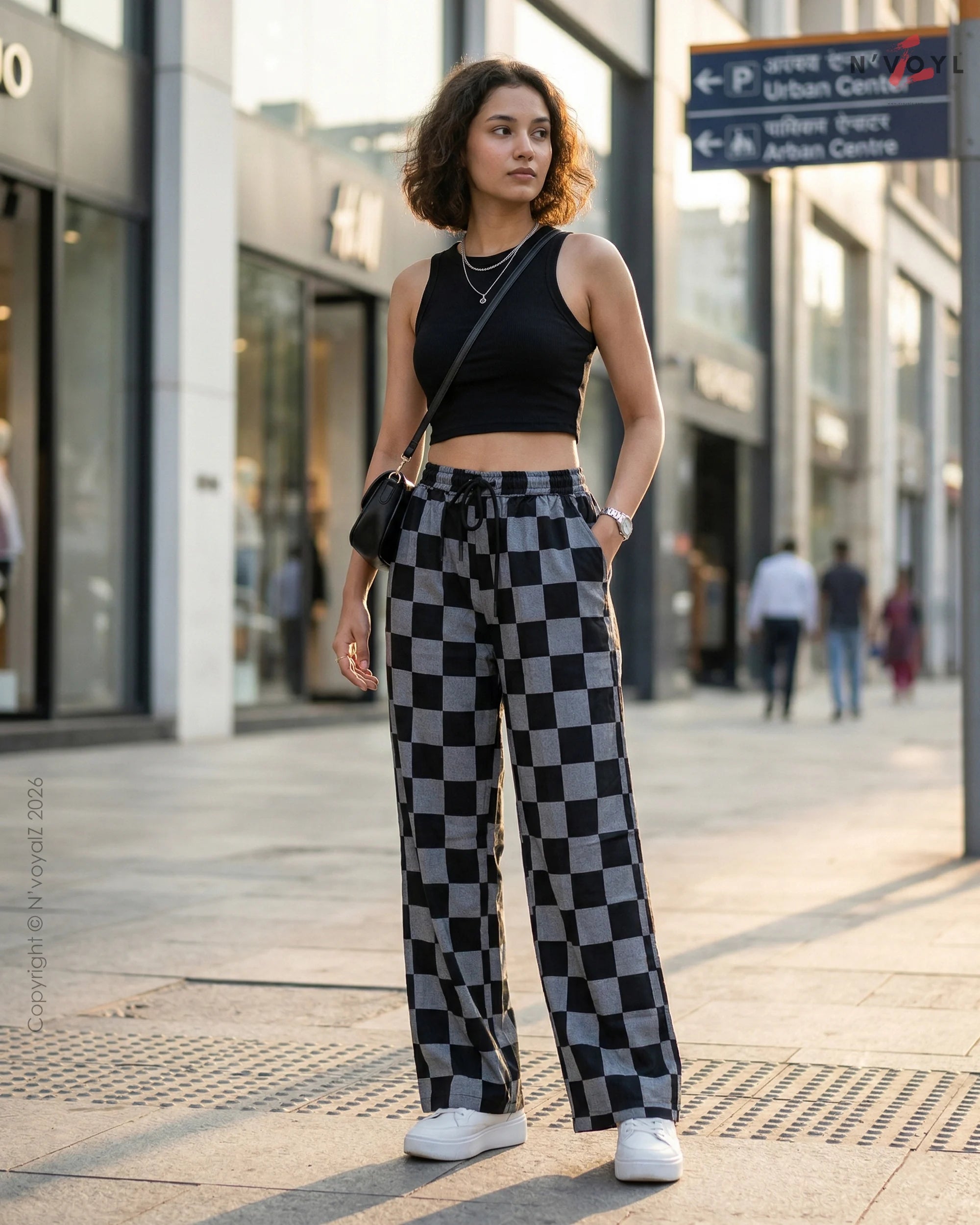 Urban Check Straight-Fit Pants