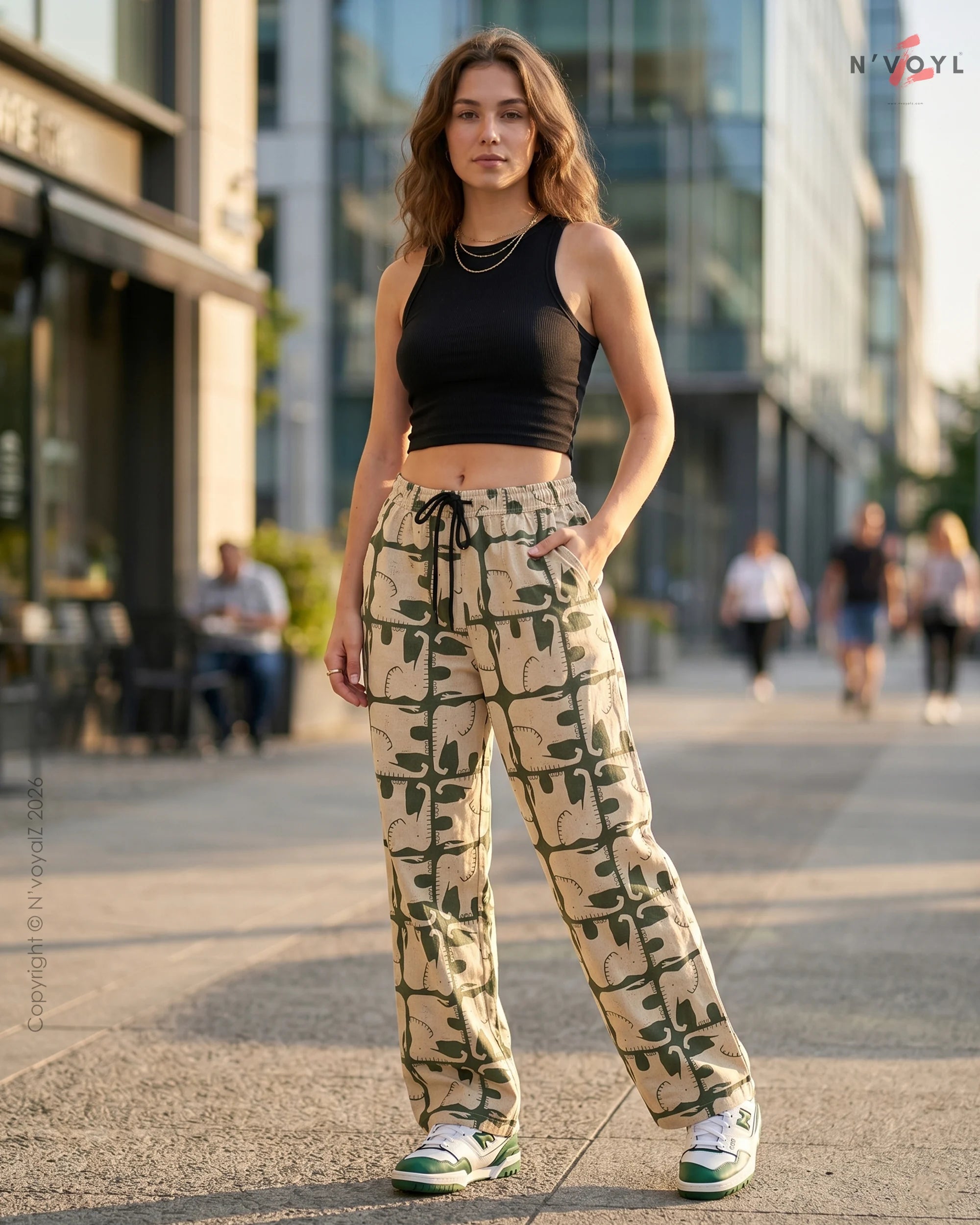 Elephant Print Wide Pants