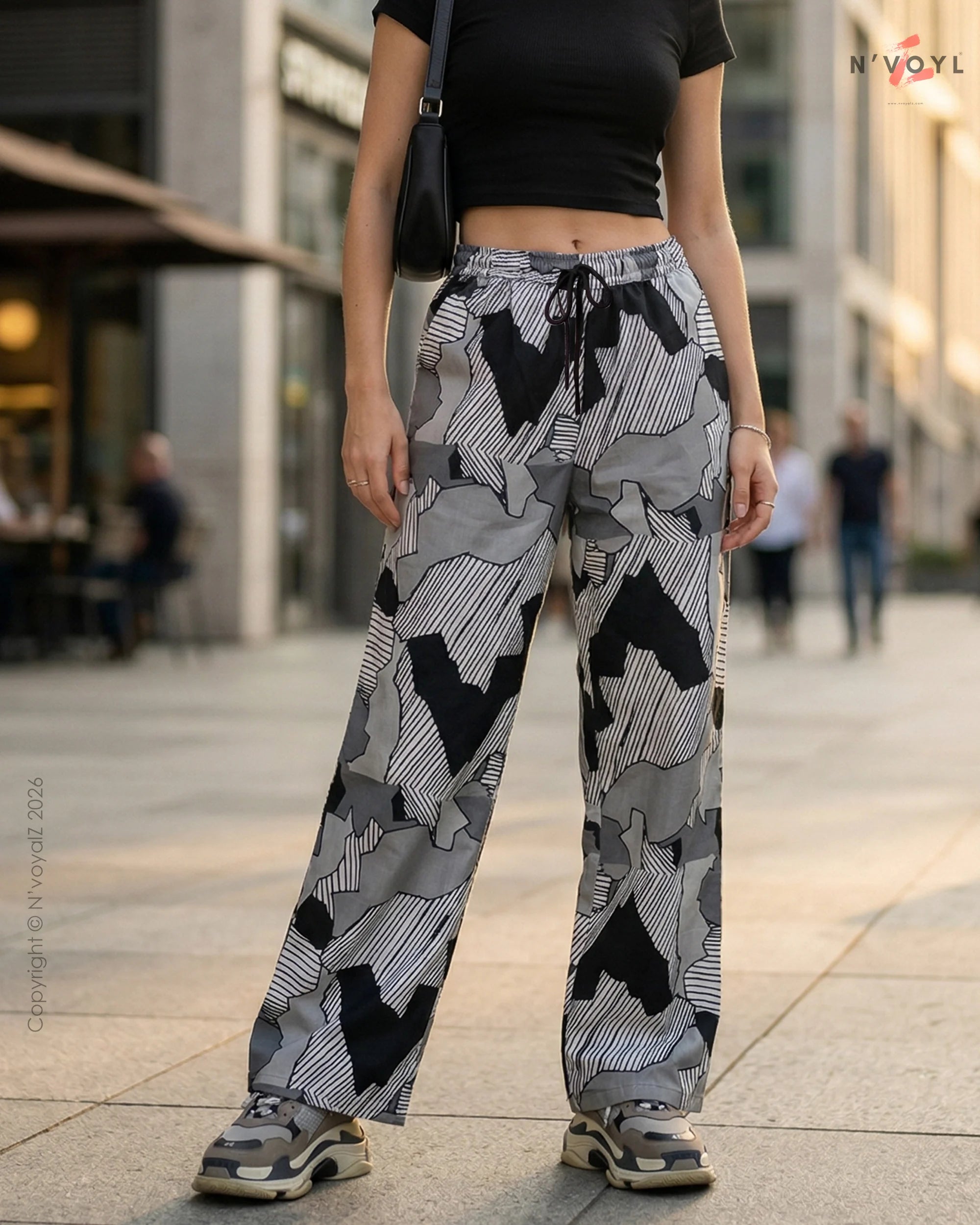 Urban Shadow Grey Camo Wide-Leg Pants