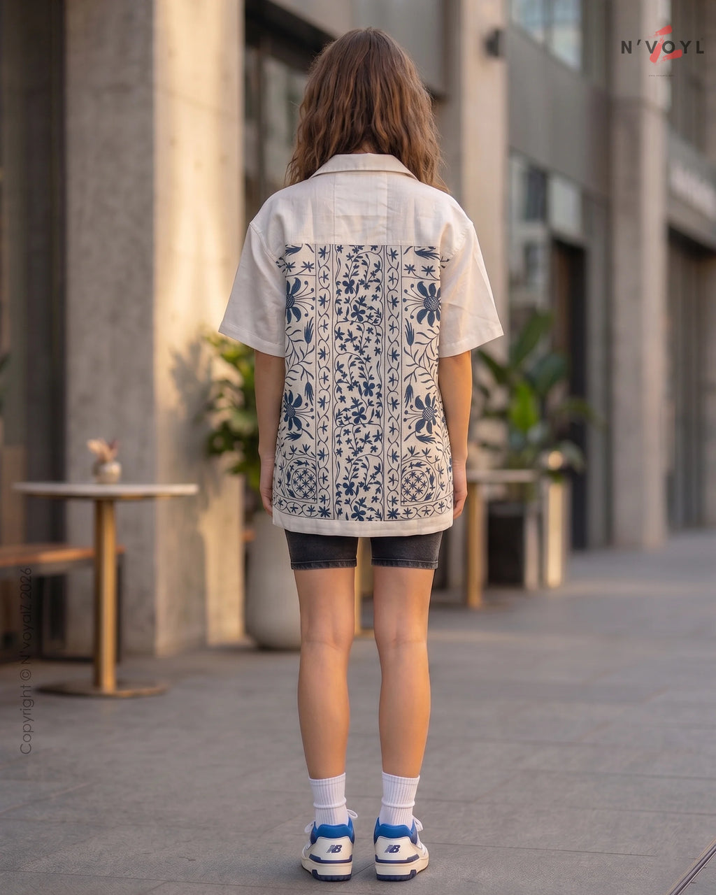 Indigo Bloom Oversized Shirt