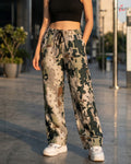 Korean Style Military Print Loose Fit Pants