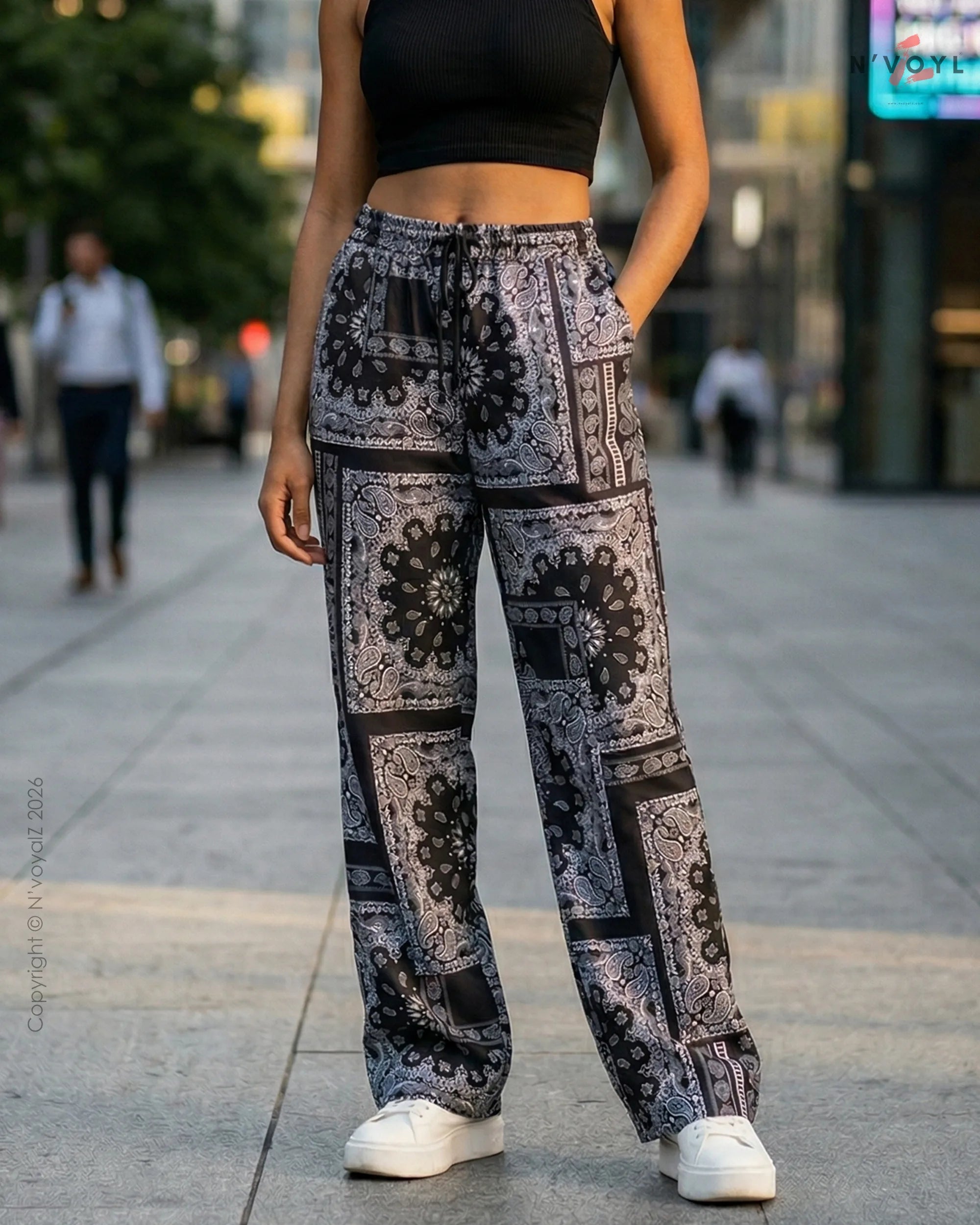 Midnight Bandana Straight-Fit Pants