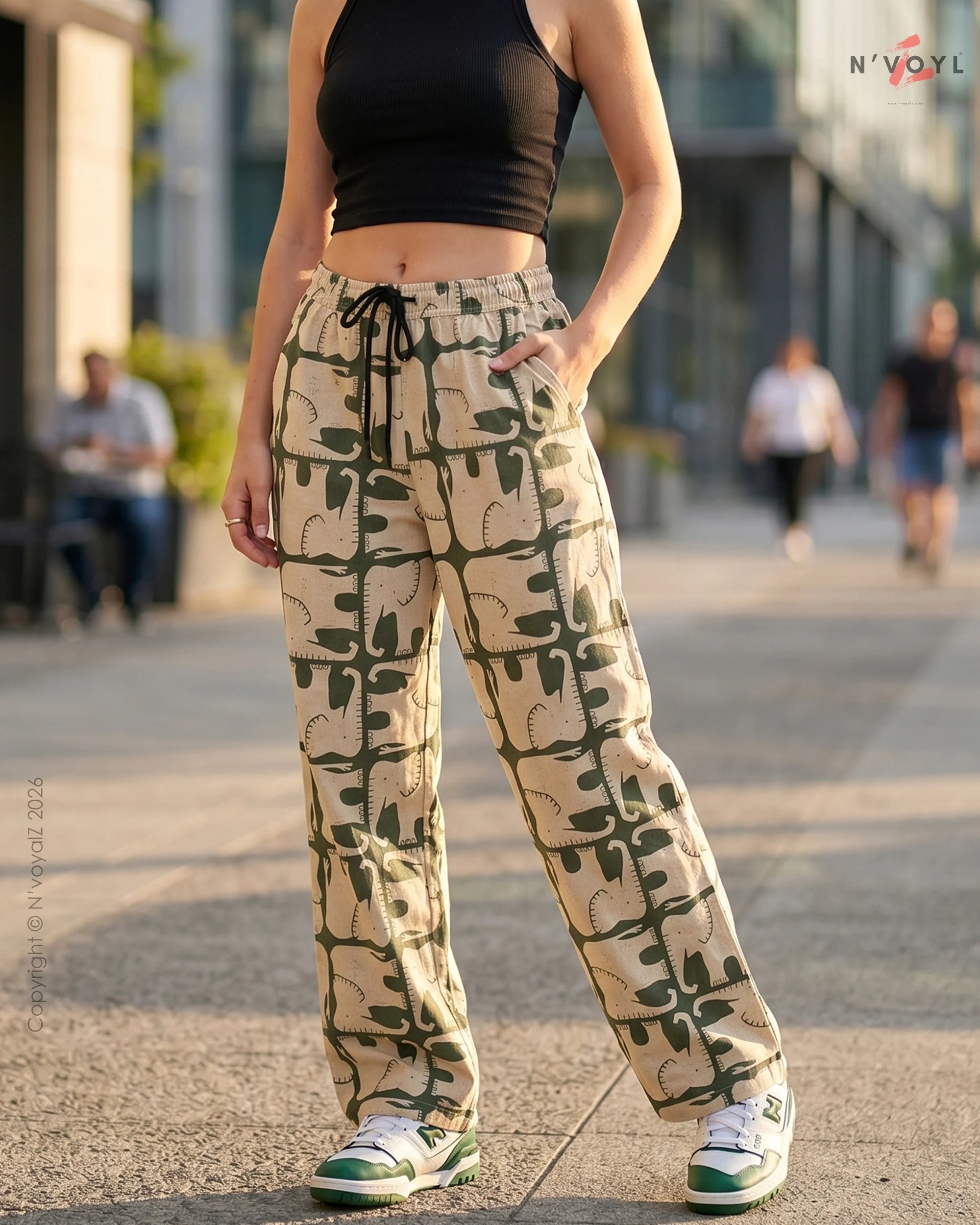 Elephant Print Wide Pants