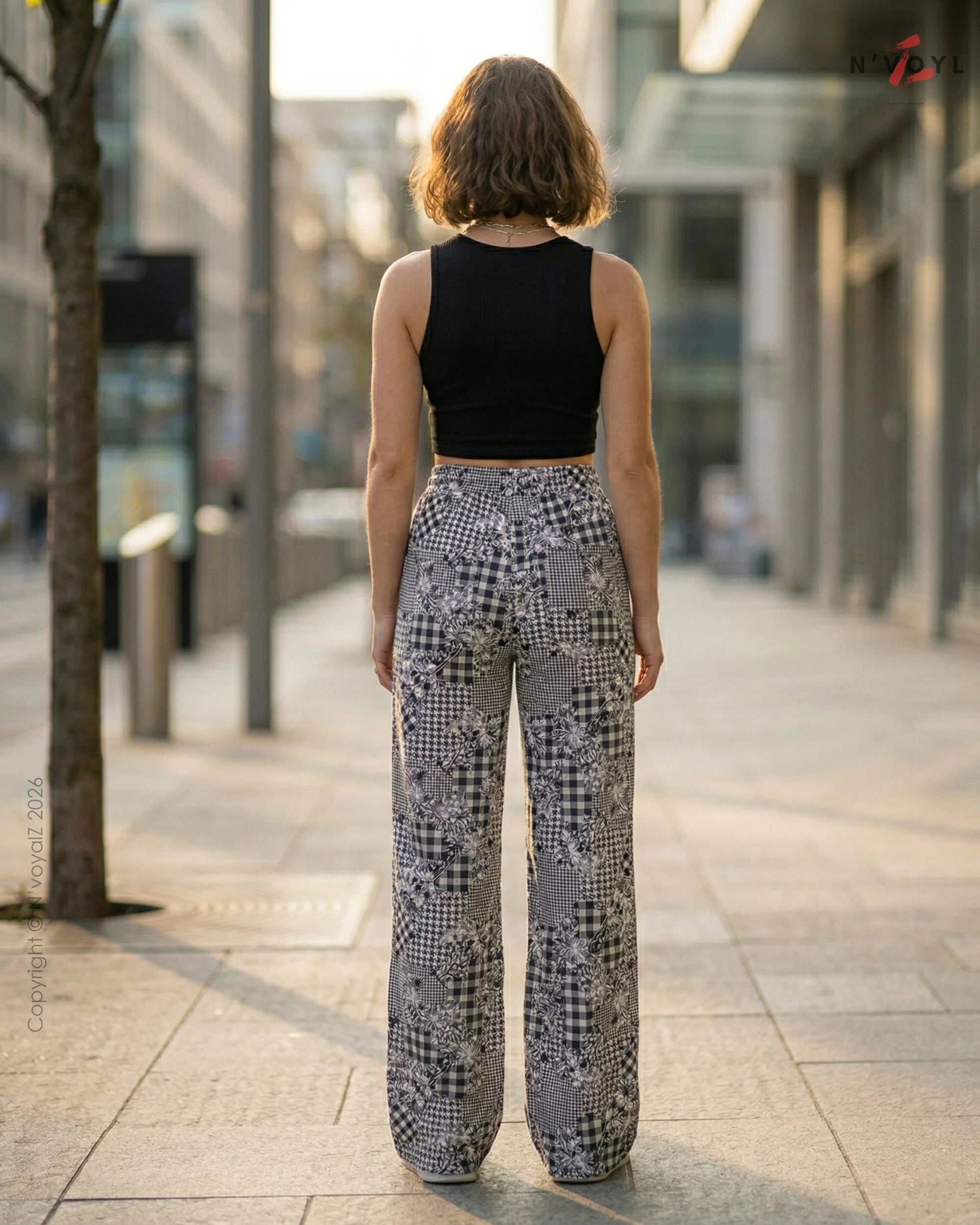 Mono Patch Prints Wide-Leg Pants